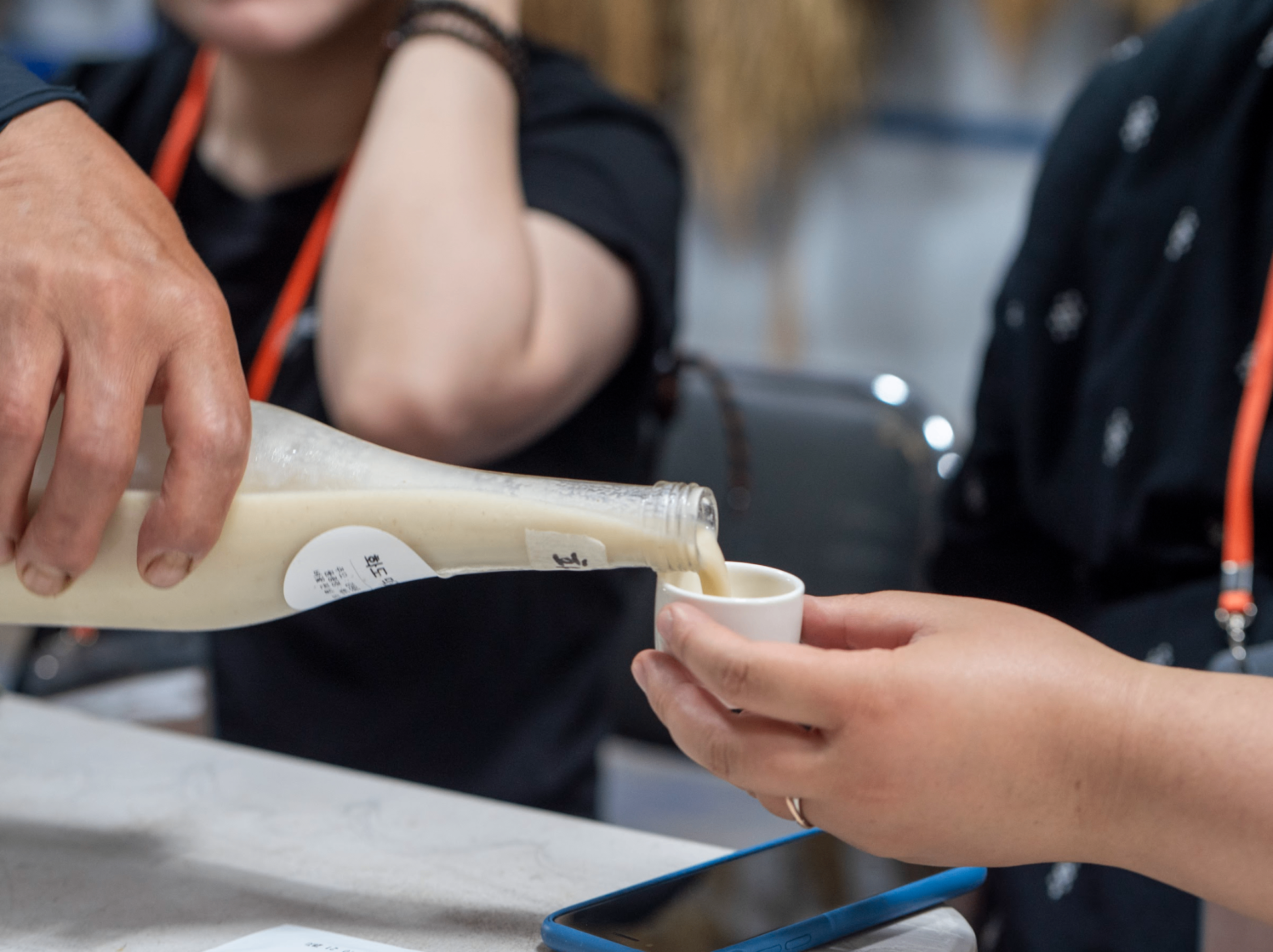 Makgeolli tasting poured into a cup